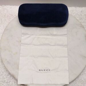Gucci Blue Velvet Eyewear Small Hard Case and Cleaning Cloth Only #EC-32